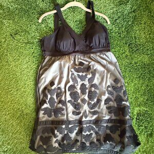 INC International Concepts Black Damask Halter Mini Dress